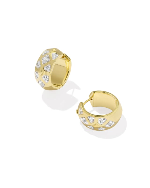 Ashby 18k Gold Vermeil Huggie Earrings in White Topaz image number 0.0
